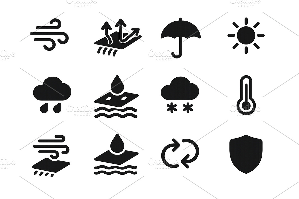 Weather symbol icons representing, an Object Illustration by ZinetroN