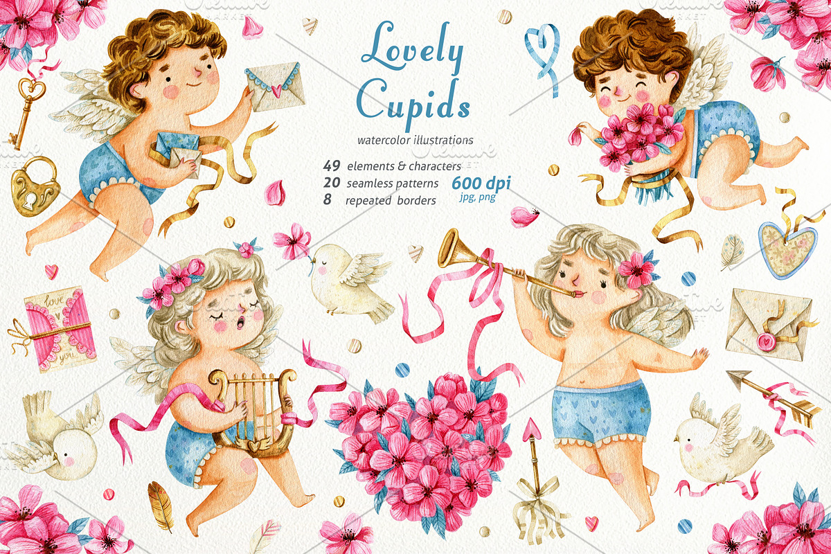 Valentine's Day Cupids and Doves, an Illustration by babenkoirusa (Photo 1 of 12)