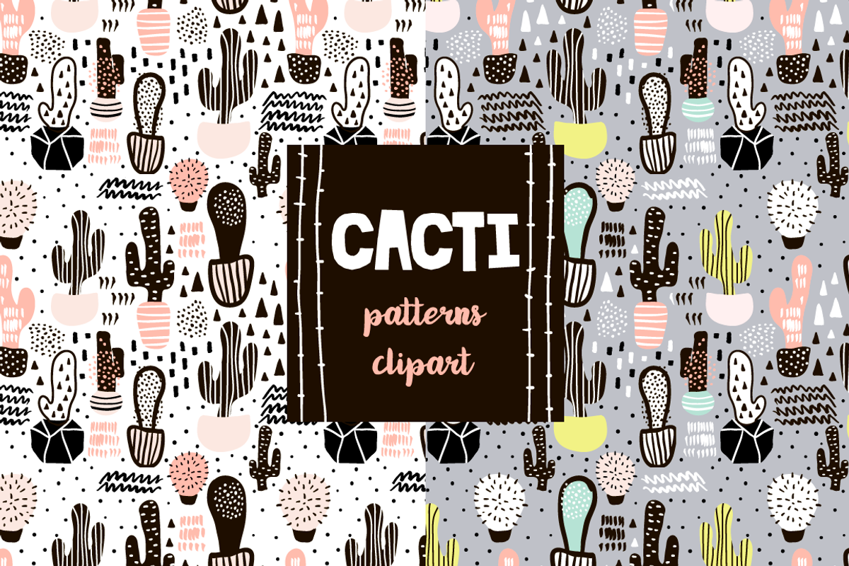 CREATIVE CACTUS BACKGROUNDS, a Pattern Graphic by solmariart (Photo 1 of 4)