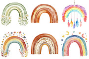 Boho Rainbow Watercolor Clipart, an Illustration by Watercolor design (Thumbnail 2 of 4)