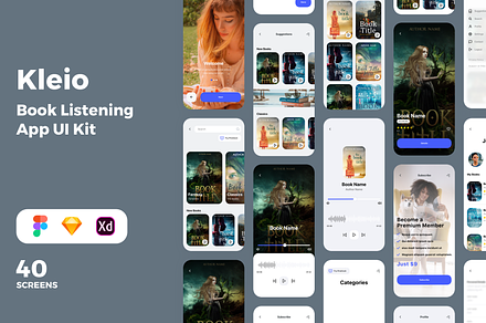 Kleio Book Listening App UI Kit, an UI Kit Template by uicube