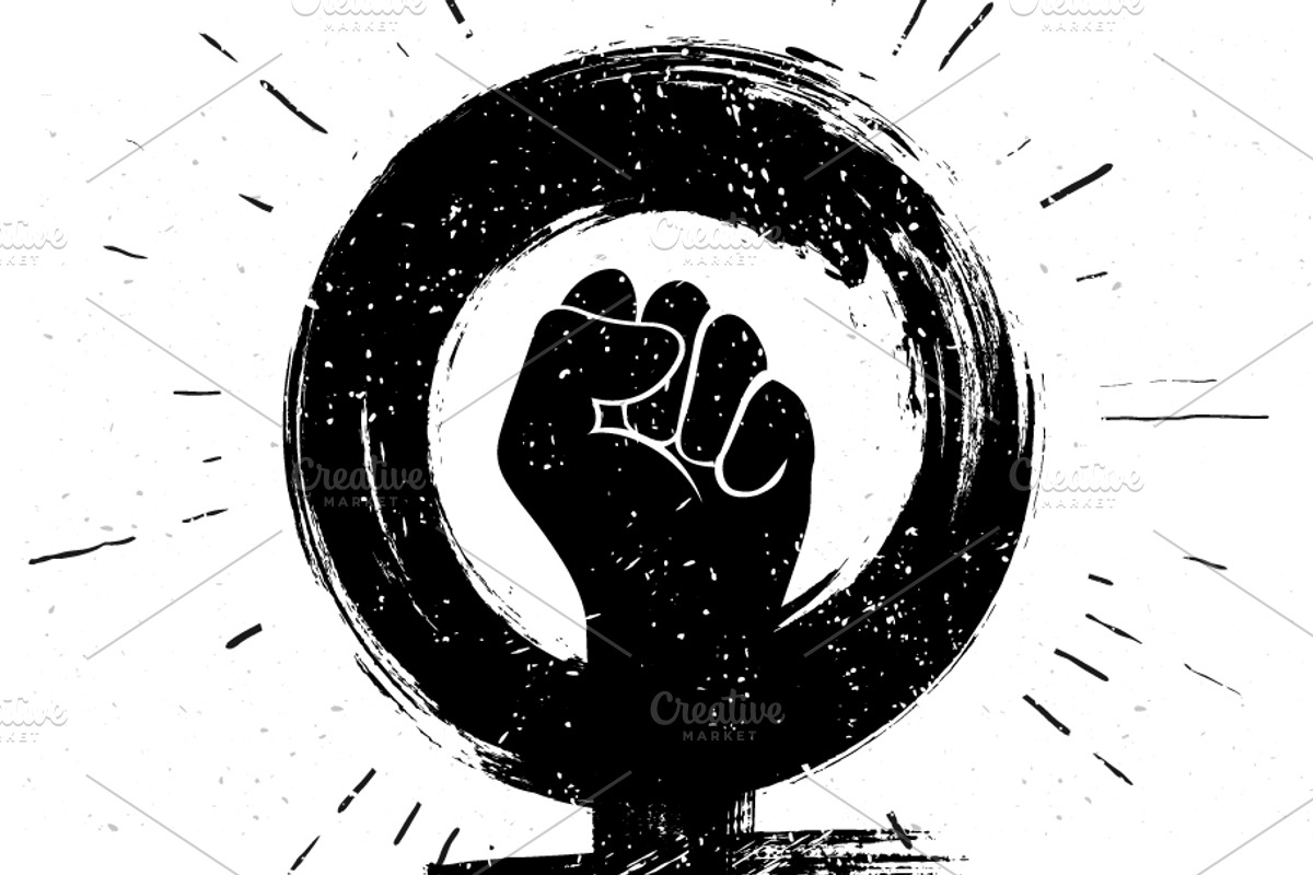 women resist symbol raised fist icon, an Object Illustration by Black White Mouse Design (Photo 2 of 3)