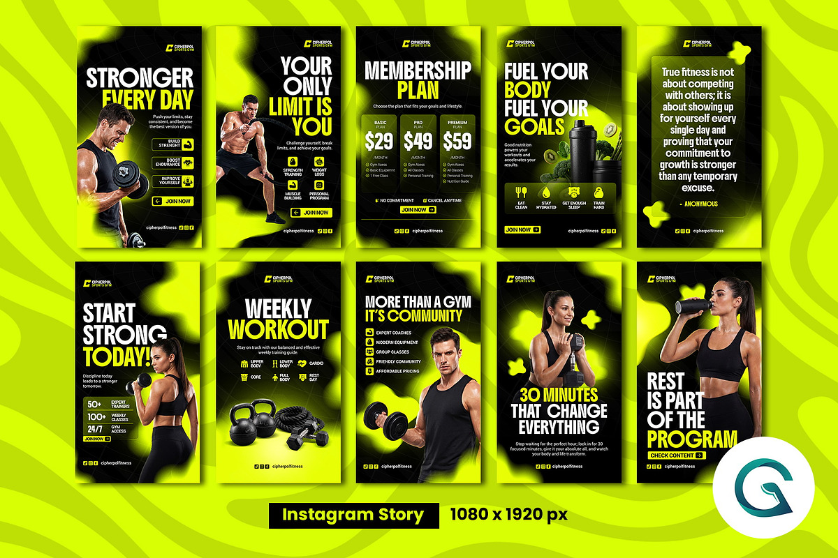Fitness & Gym Social Media Template, a Social Media Template by Geelator Studio (Photo 3 of 4)
