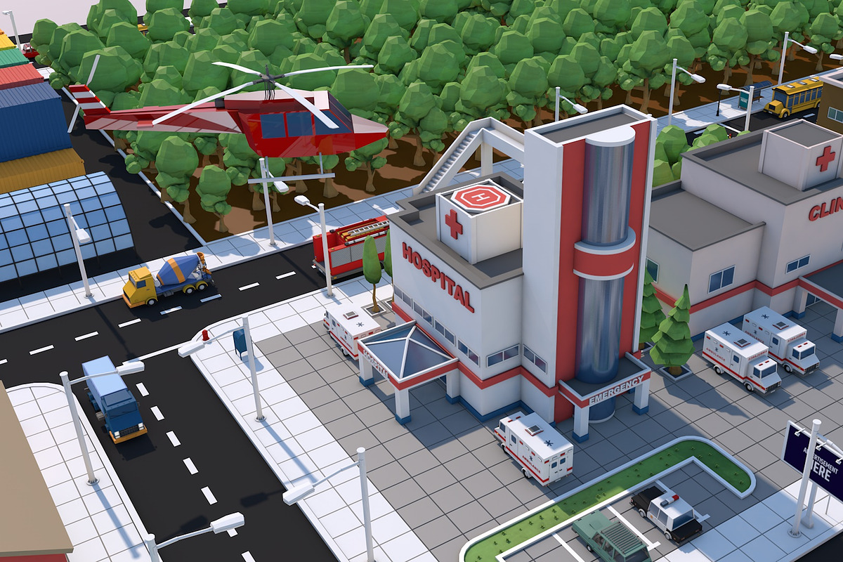 Low Poly City Town Pack, an Architecture 3D Model by multimedia4ds (Photo 19 of 41)