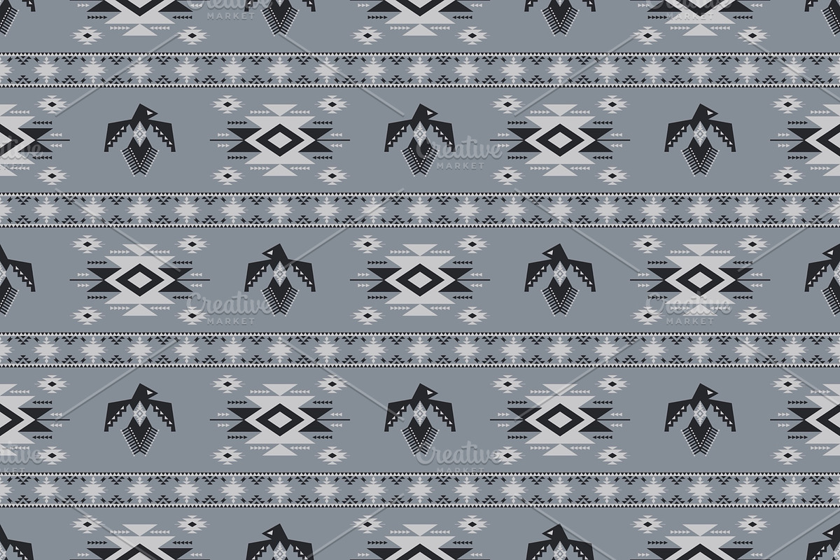 Monochrome Western Aztec Tribal, a Pattern Graphic by PPEthnicDecorPattern (Photo 1 of 10)