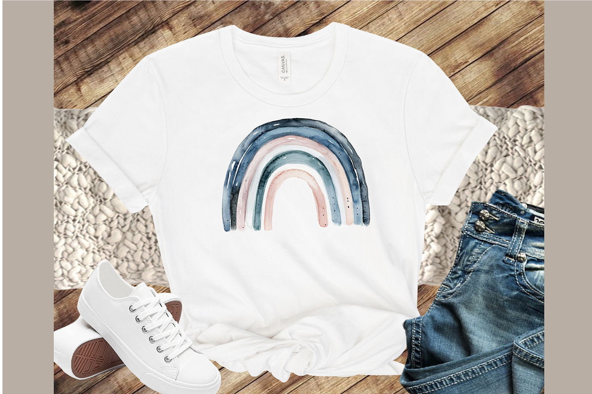 Watercolor Boho Blue Rainbow Clipart, an Illustration by Sublimation Artist (Photo 4 of 6)