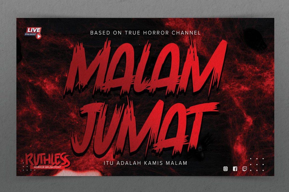 Ruthless - Horror Brush Font, a Font by Gassstype (Photo 7 of 8)