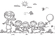 Outline cartoon kids illustration, an Illustration by Bubert Art (Thumbnail 17 of 33)