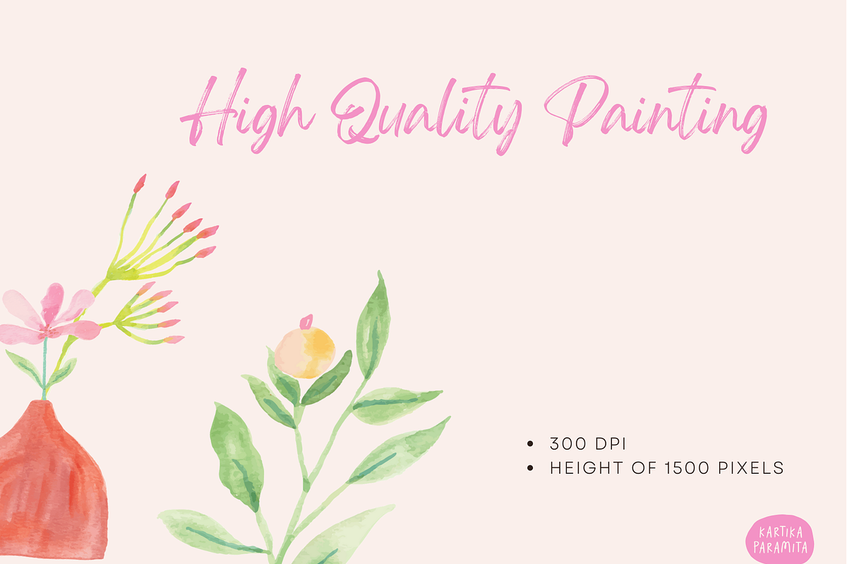 Colorful Watercolor Floral and Vase, an Object Graphic by Kartika Prints (Photo 4 of 4)