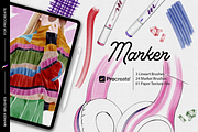 Marker brushes for Procreate, a Brush Add-On by Patternish (Thumbnail 1 of 4)