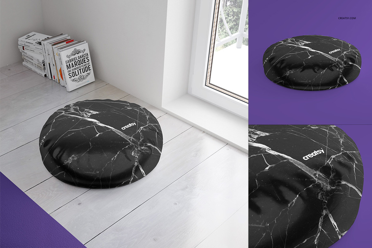 Round Shiny Fabric Pillow Mockup Set, a Product Mockup by creatsy2 (Photo 3 of 7)