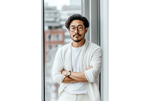 Asian businessman with glasses, a Person Photo by Sergey Kotenev