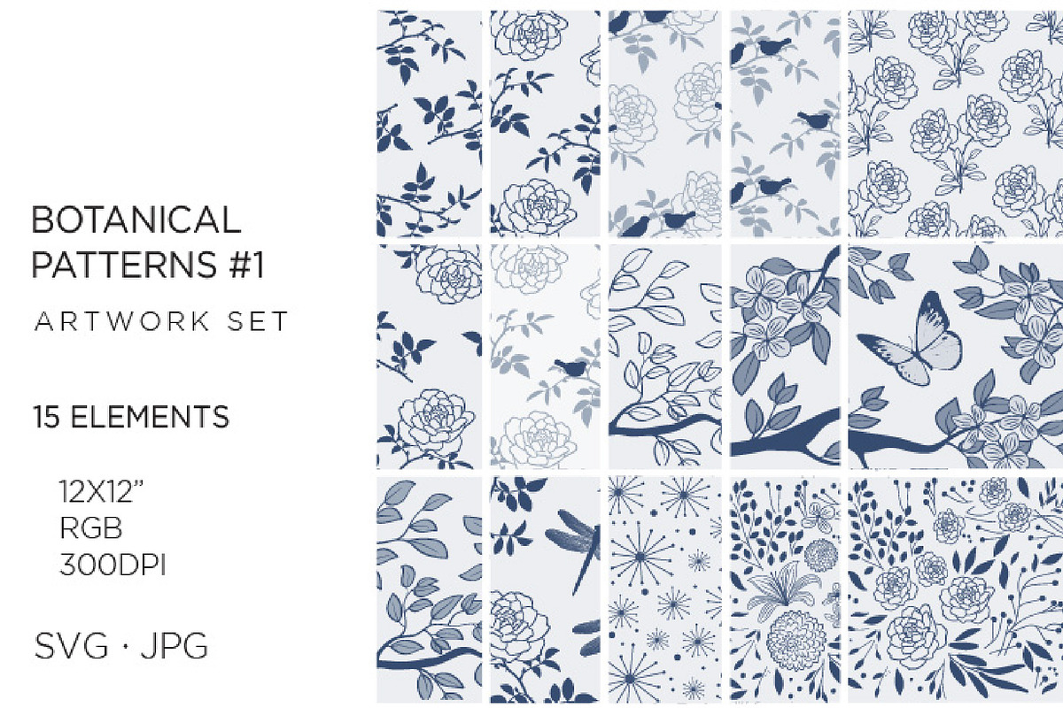 15 Boho botanical patterns, floral, a Pattern Graphic by Bloom21Art (Photo 1 of 3)
