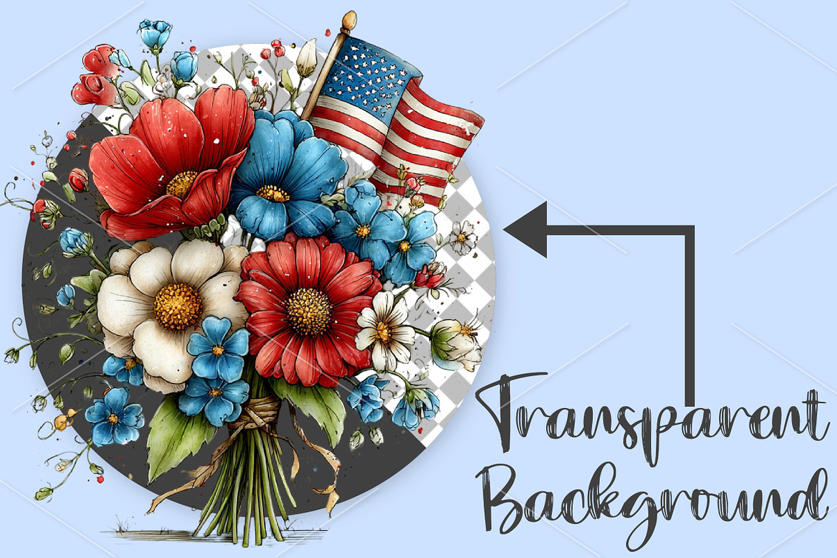 4th of July Patriotic Bouquet, a Seasonal Illustration by Canvas Craft (Photo 2 of 7)