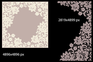 Lace Seamless Pattern, Corner, Card.