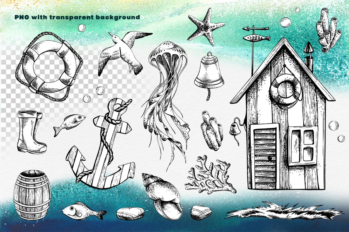 Nautical clip-art line-art graphic, an Animal Illustration by NATASHA CHU (Photo 3 of 16)