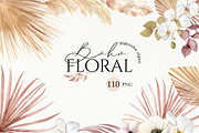 Watercolor boho floral clipart, an Illustration by Color Hugs Art (Thumbnail 1 of 12)
