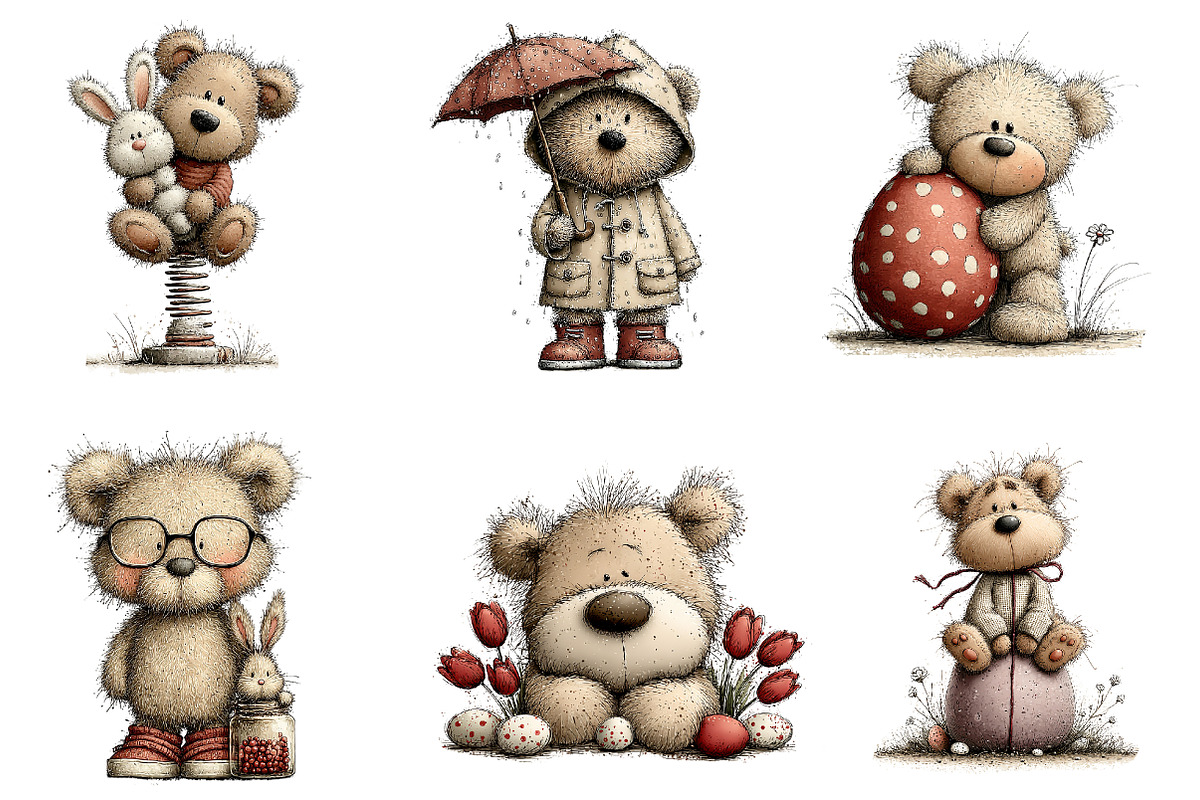 Whimsical Easter Teddy Bear Clipart, an Illustration by CreationArt (Photo 5 of 5)