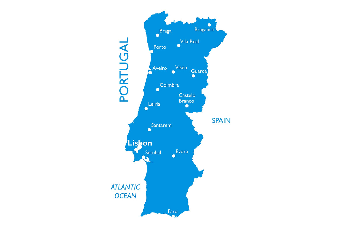 Vector map of Portugal, an Illustration by ilynx