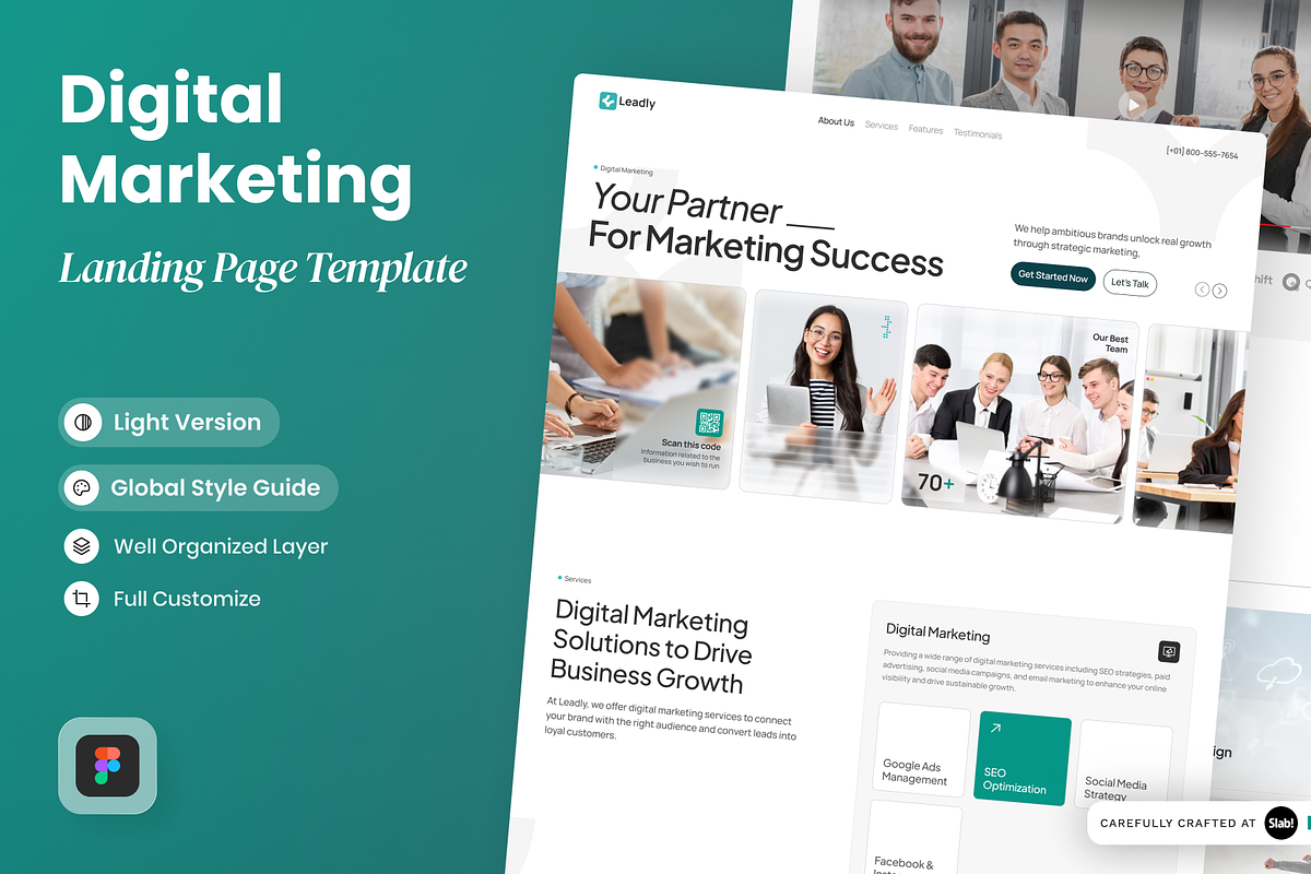 Leadly - Digital Marketing Agency, a Landing Page Template by SLAB! Design (Photo 1 of 4)