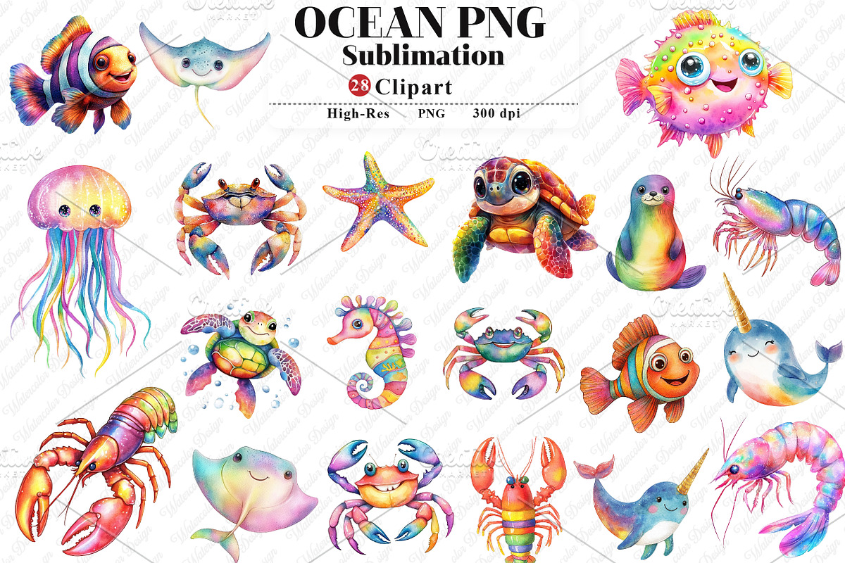 Ocean Clipart Bundle, an Illustration by Watercolor design (Photo 1 of 12)