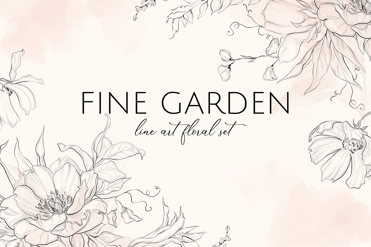 FINE GARDEN line art floral set, a Decorative Illustration by Yuliia Lashevska (Photo 1 of 12)