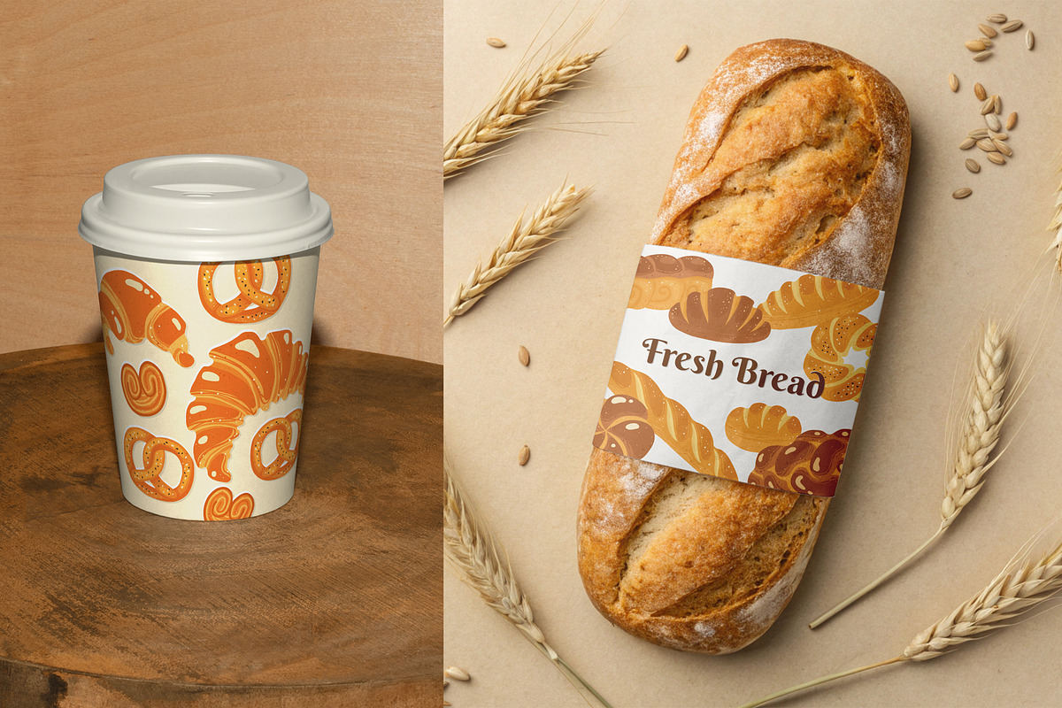 Bread Pastry Bakery products vector, a Food Illustration by Neliakott ♥ (Photo 9 of 11)