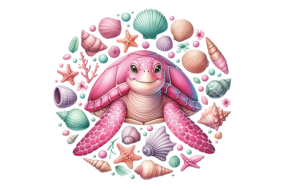 Watercolor Pink Sea Turtle PNG, an Illustration by CraftArtStudio (Photo 1 of 4)