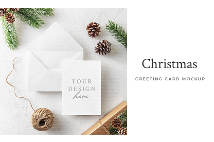 Christmas Greeting Card Mockup, a Print Template by Lena Zakharova