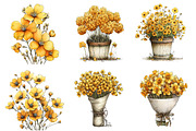 Yellow flowers spring clipart, an Illustration by SinaCreation (Thumbnail 5 of 11)