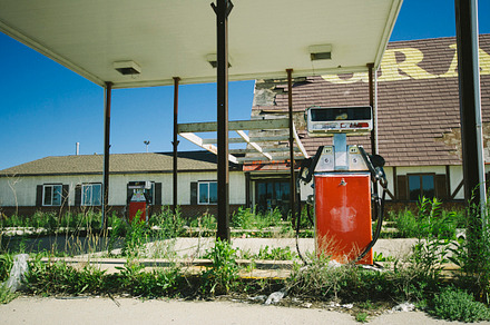 Abandoned gas station stock photograph
