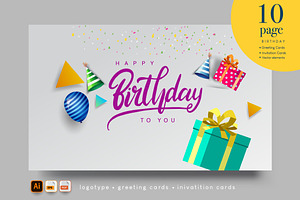 10 Pages Birthday Invitation Cards, an Invitation Template by OtpirusGraphic