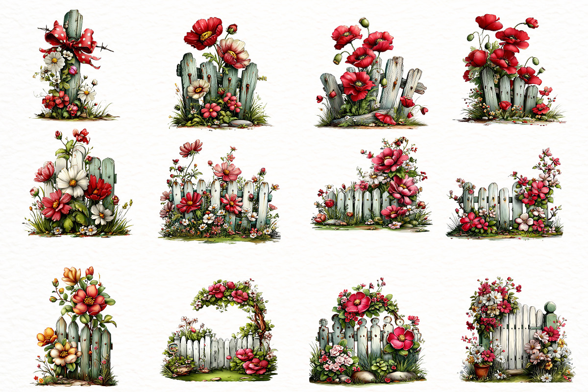 Whimsical spring fence Clipart, an Illustration by Designworld (Photo 2 of 8)