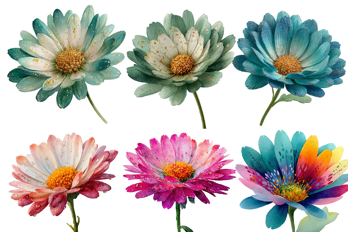 Christmas Daisy Flowers Clipart, an Illustration by Designworld (Photo 2 of 5)