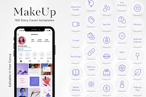 100 Color MakeUp Story Highlights, a Social Media Template by PatternLab.