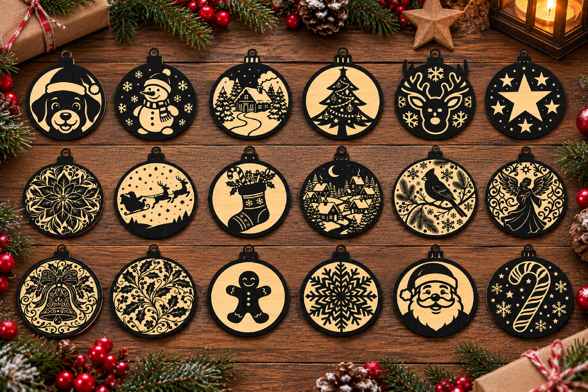 Christmas Ornaments Laser Cut SVG, an Object Graphic by DreamCafeArt (Photo 2 of 7)