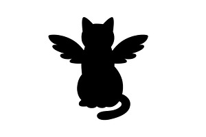 Black silhouette of cartoon cat with, an Animal Illustration by GraphiShop