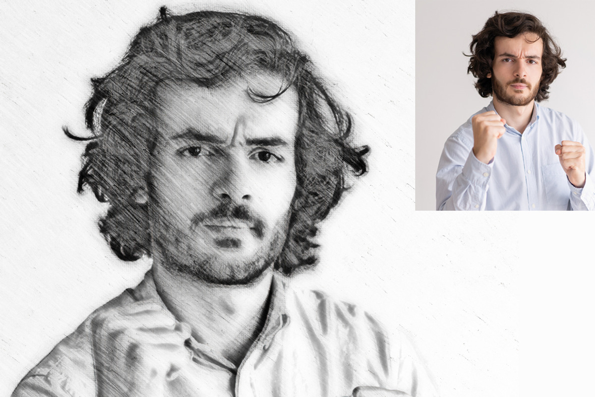 Pencil Sketch Portrait PS Action, an Action Add-On by MRI STUDIO (Photo 2 of 12)
