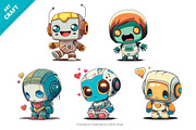 Bundle Cartoon Robots 01. T-Shirt., an Animal Illustration by KENO Mascots (Thumbnail 2 of 3)