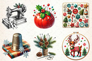 Christmas Sewing Clipart Sublimation, an Illustration by CreationArt (Thumbnail 4 of 4)