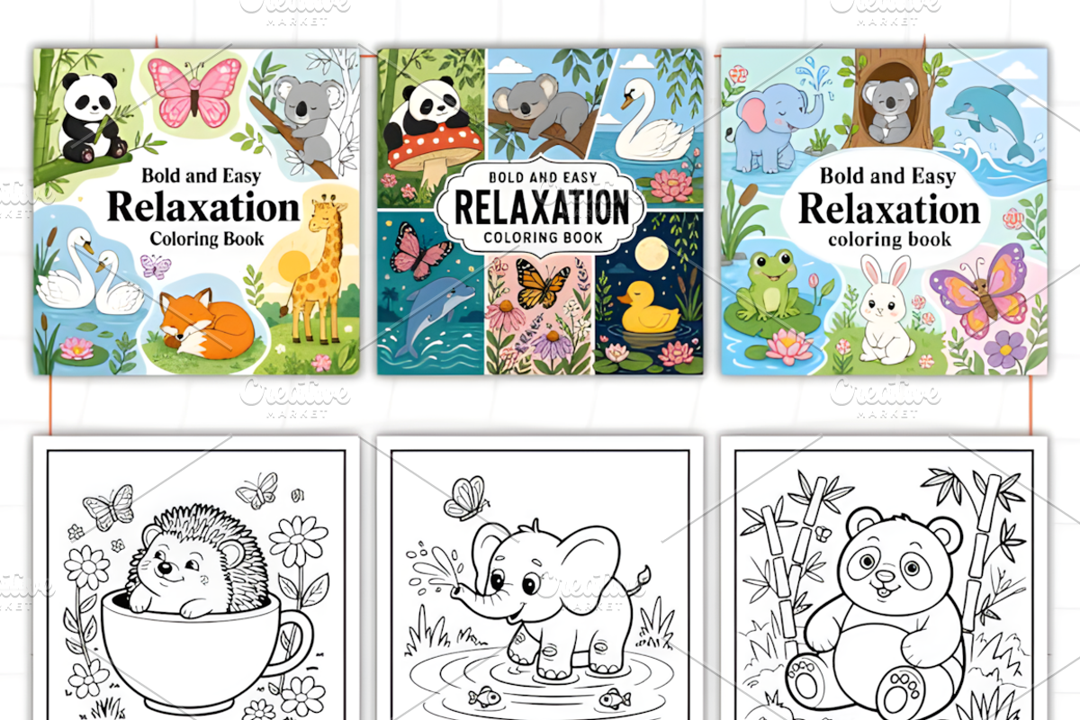 Relaxation Coloring Pages Bold &Easy, a Decorative Illustration by Coco Bloom (Photo 2 of 3)
