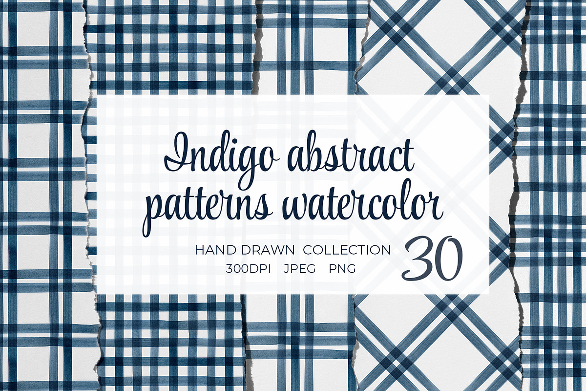 Indigo Watercolor Seamless Patterns, a Texture Illustration by YarovaArt (Photo 1 of 18)