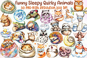 Funny Cartoon Sleepy Quirky Animals, an Illustration by Sublimation Artist (Thumbnail 1 of 6)