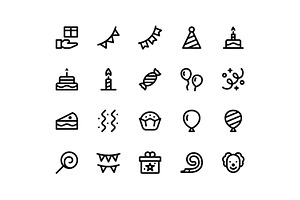 Birthday Line Icons