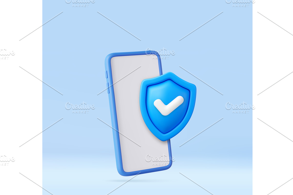 3d Mobile device security icon with, a Finance Illustration by ModVector