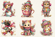 Whimsical Winter Cat Clipart, an Illustration by DreamCafeArt (Thumbnail 3 of 8)