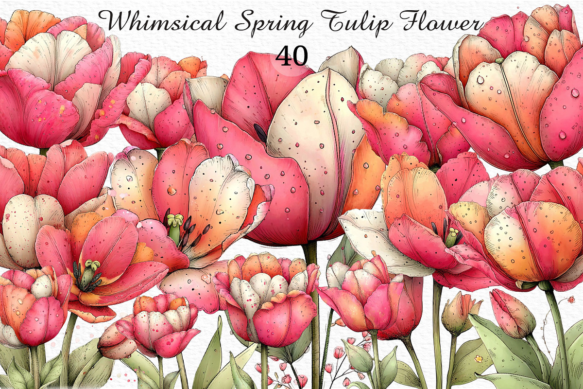 Whimsical Spring Tulip Flower Clipar, an Illustration by Craft Nest (Photo 1 of 11)