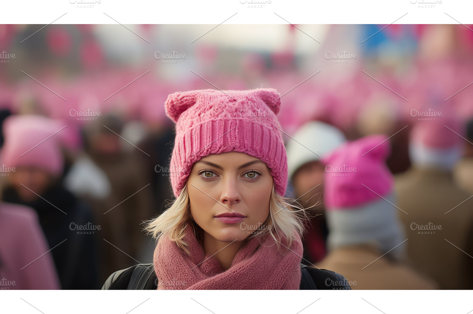 candid pink pussy hats ai generated, a Background Photo by pikepicture