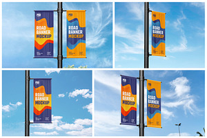 Street Pole Banner Mockup Set