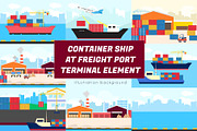 Container Ship at Freight Port Pack, a Technology Illustration by bungamustia (Thumbnail 1 of 12)